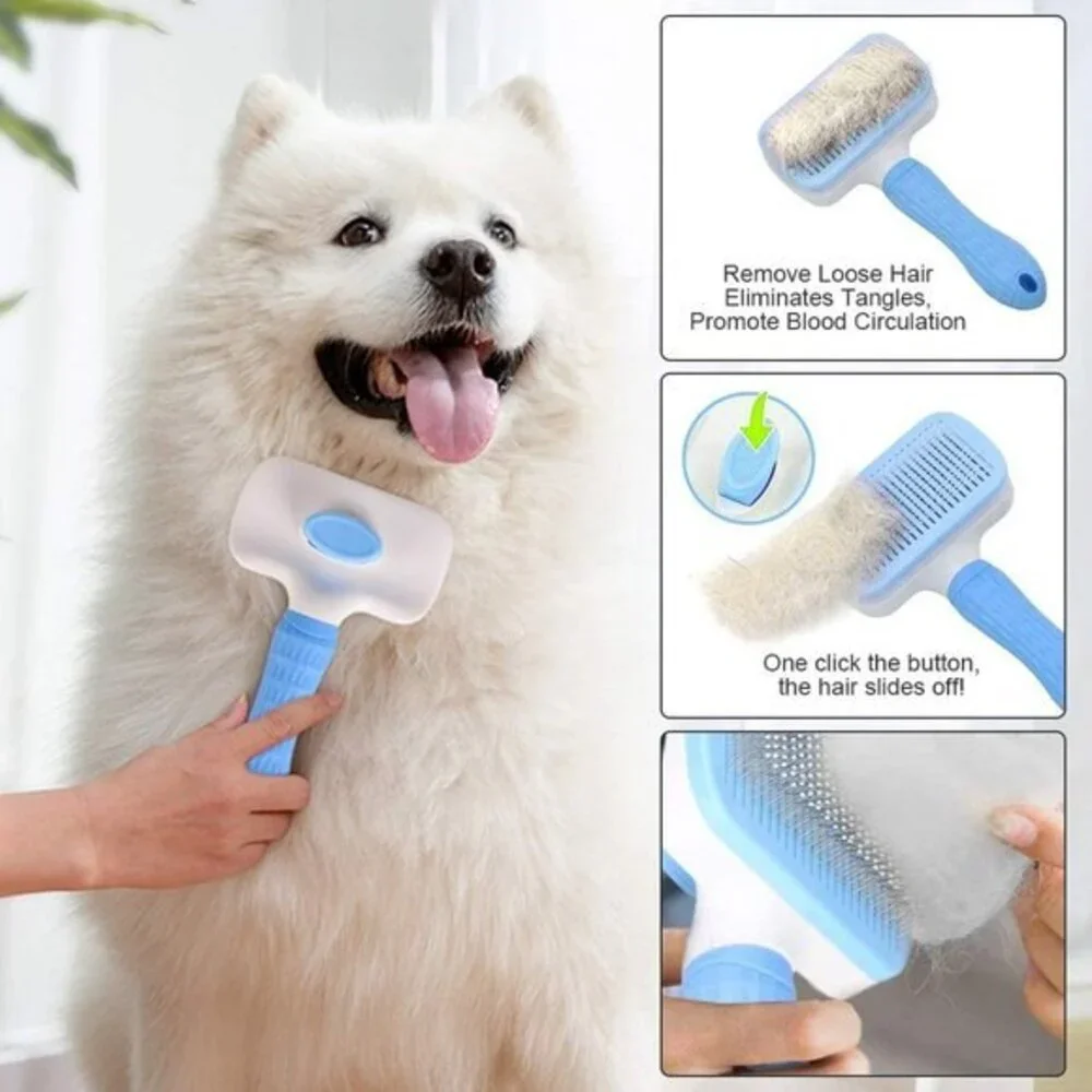 Self Cleaning Slicker Brush Grooming Tool for Cats Dogs NWT
